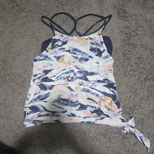 Athleta Women's Navy and Pastel Built In Bra Top